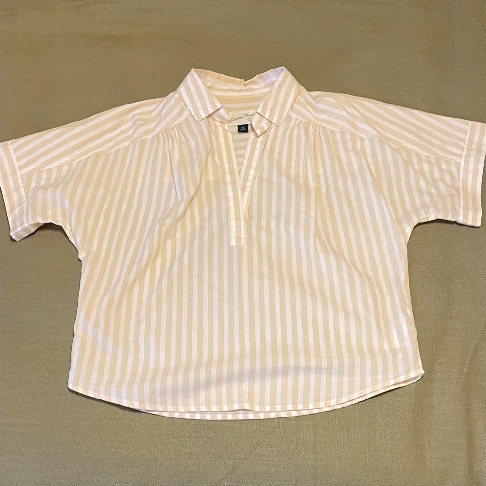Striped Cream collared top